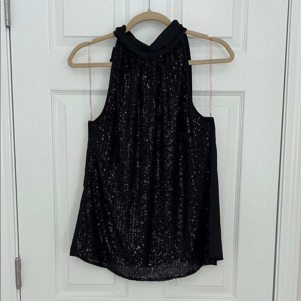 Entro Black Sequin Halter Top